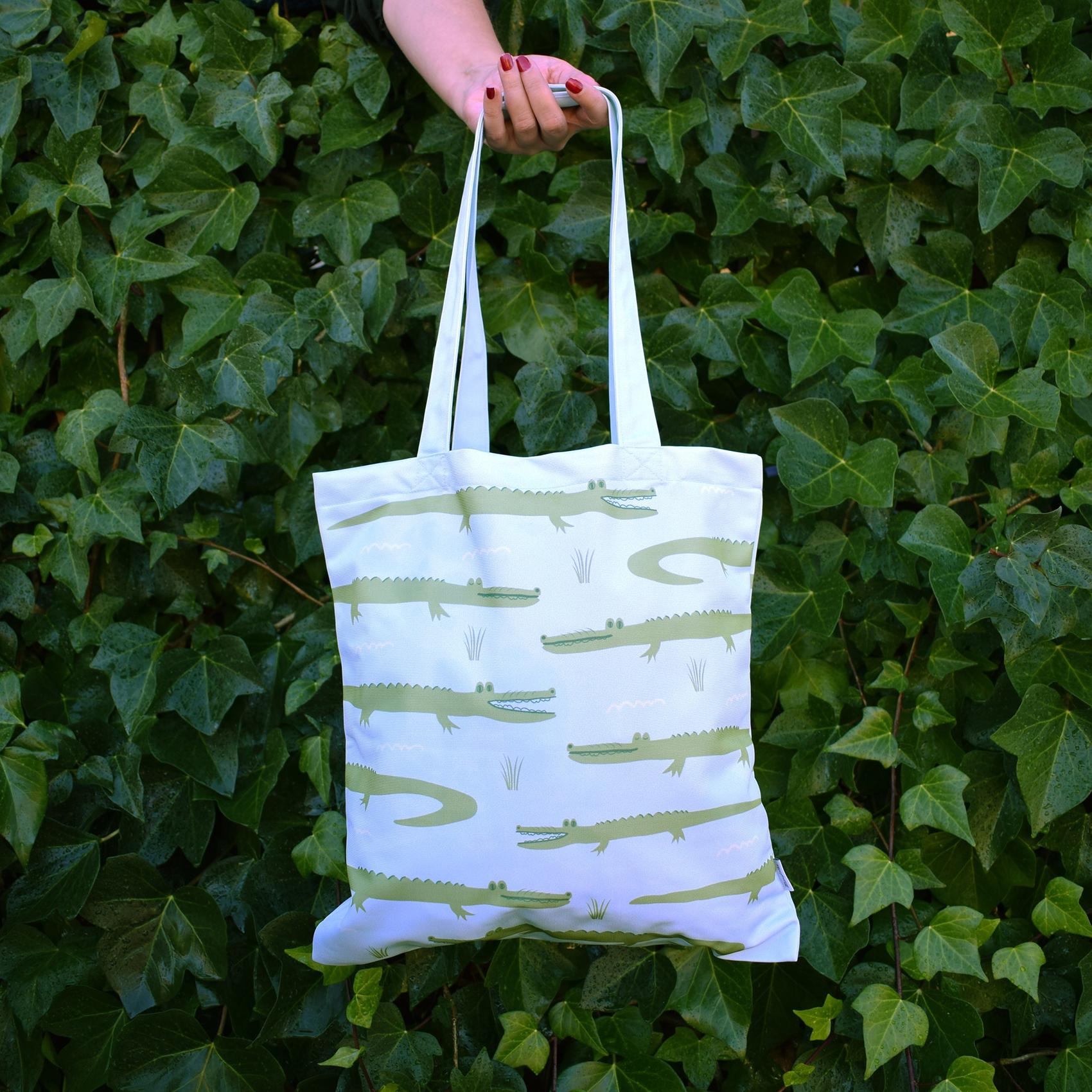 Tote bag GREEN CROCODILE